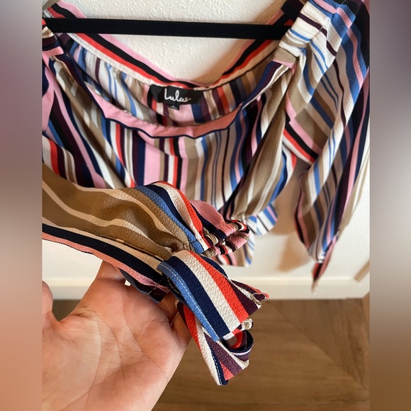 Lulus off the shoulder striped multicolor top - Picture 4 of 7